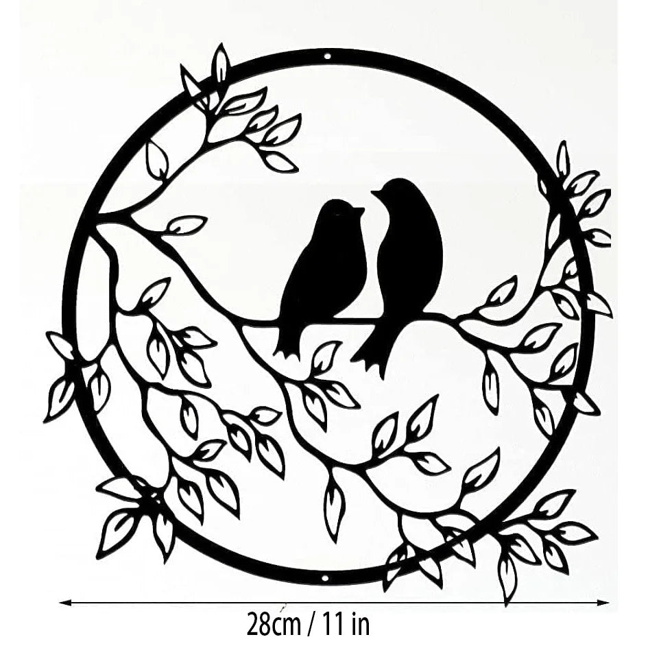 Nature Metal Wall Art - Bird on Tree Branch Decor for Indoor & Outdoor Spaces