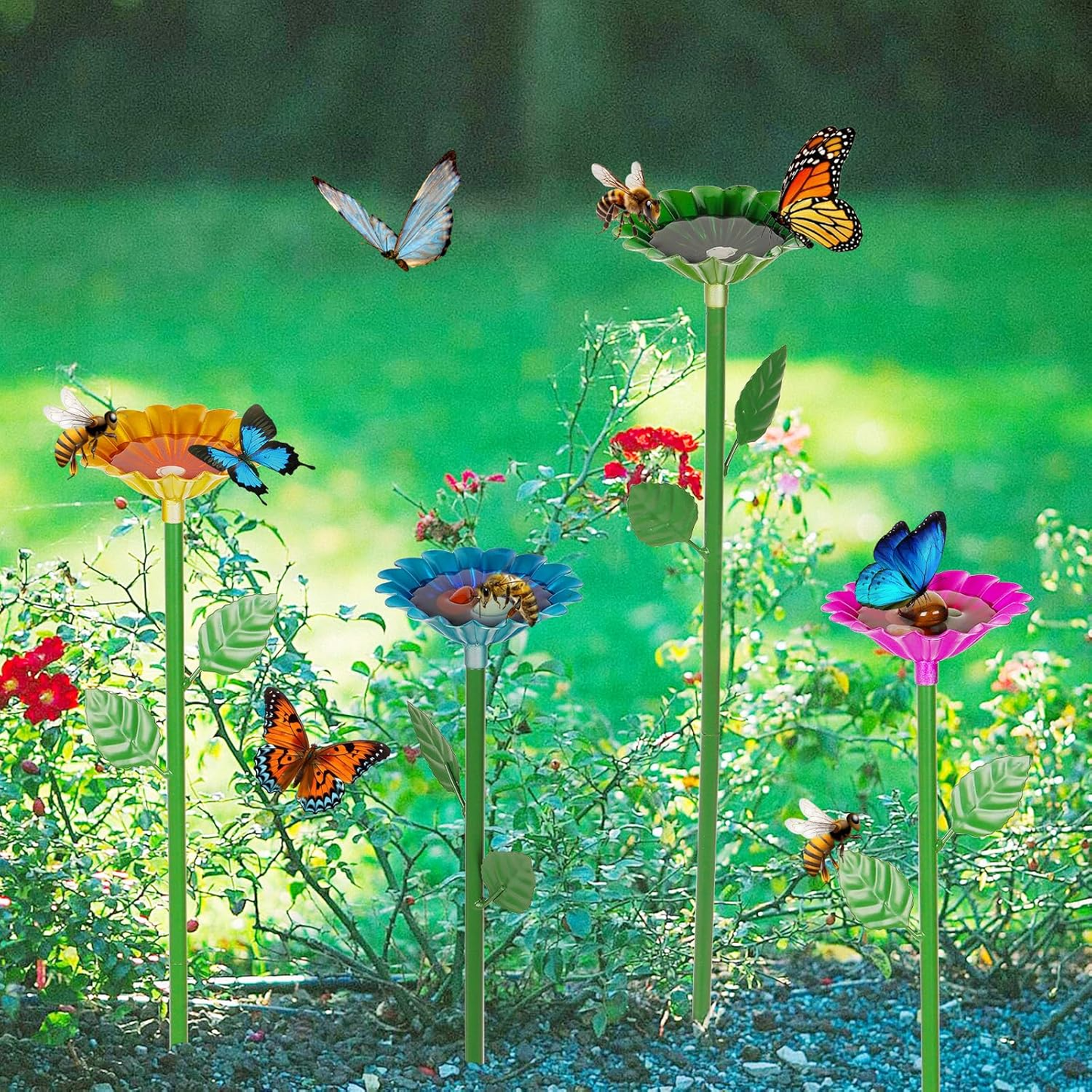 Bee and Butterfly Water Feeder with Flower Design