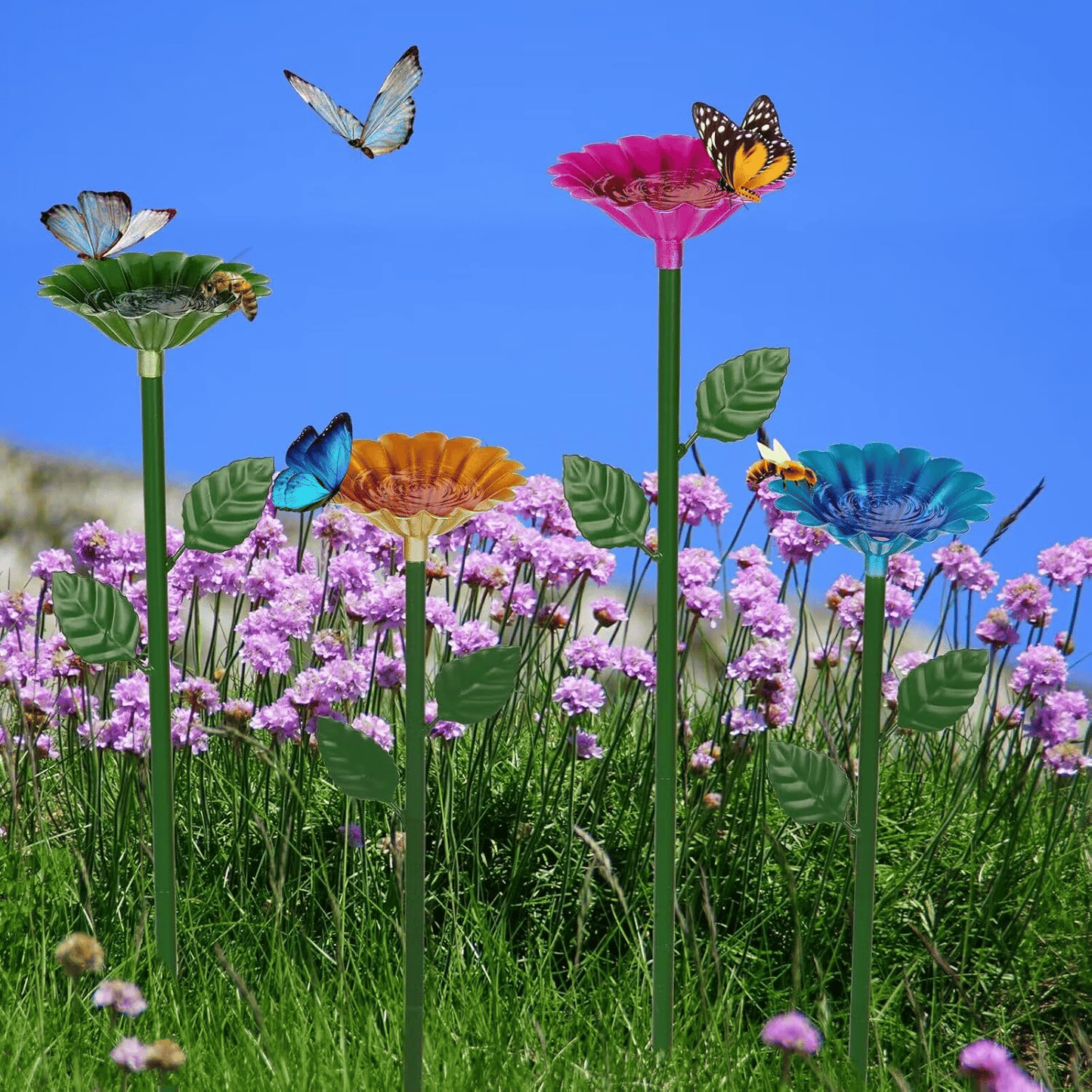 Bee and Butterfly Water Feeder with Flower Design