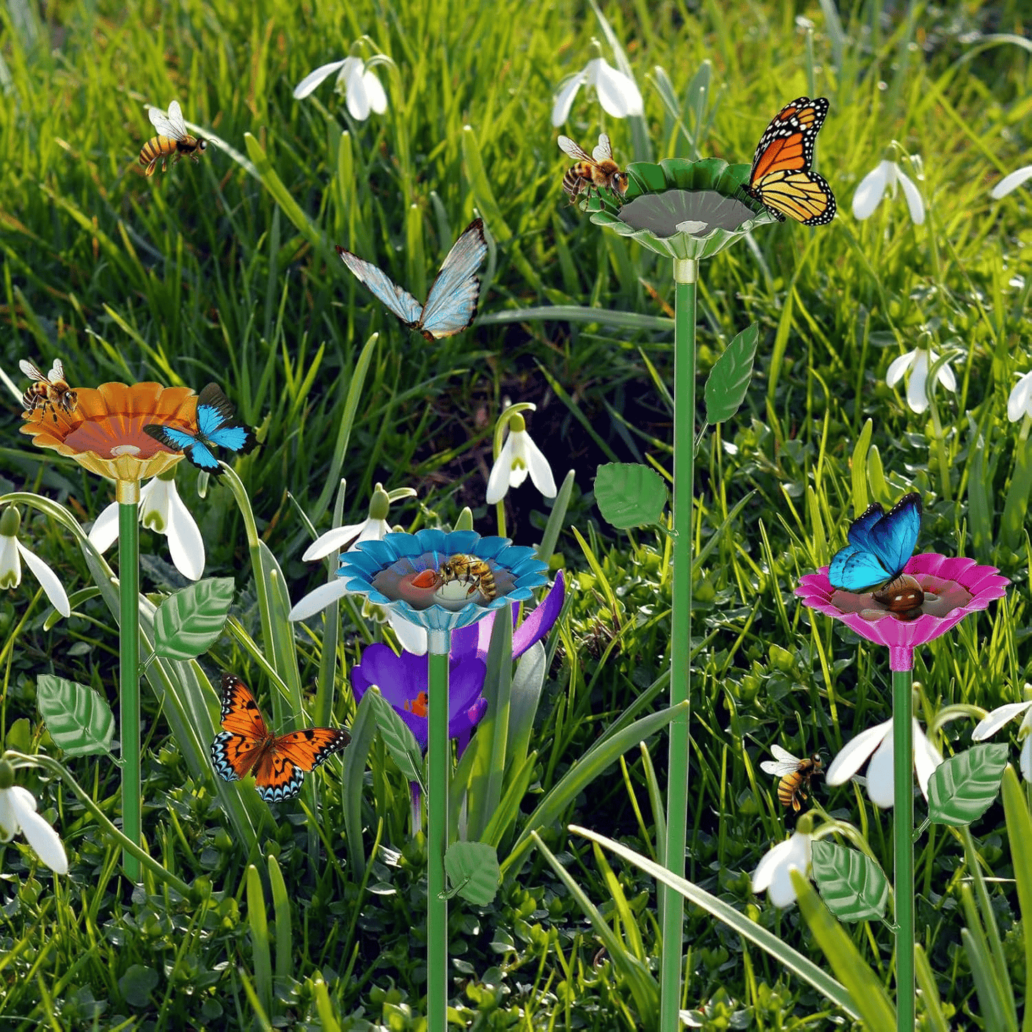 Bee and Butterfly Water Feeder with Flower Design