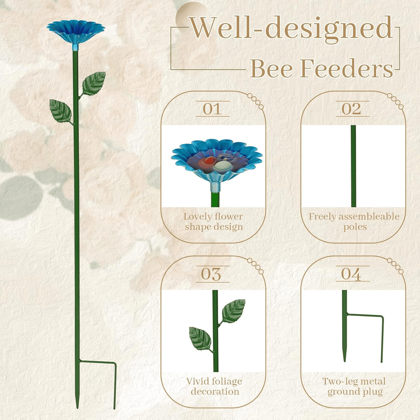 Bee and Butterfly Water Feeder with Flower Design