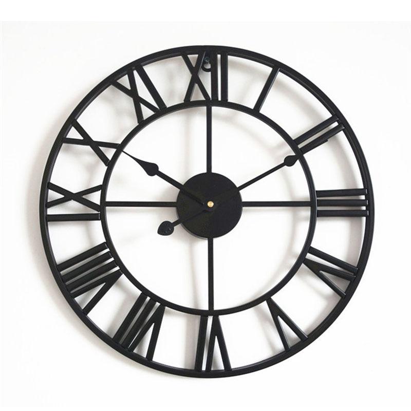 Retro Roman Number Large Metal Wall Clock Wall Decoration