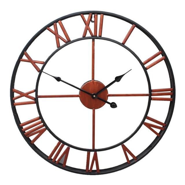Retro Roman Number Large Metal Wall Clock Wall Decoration