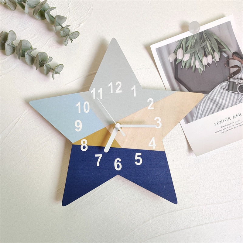 Nordic Geometry Star Shape Basswood Wall Clock