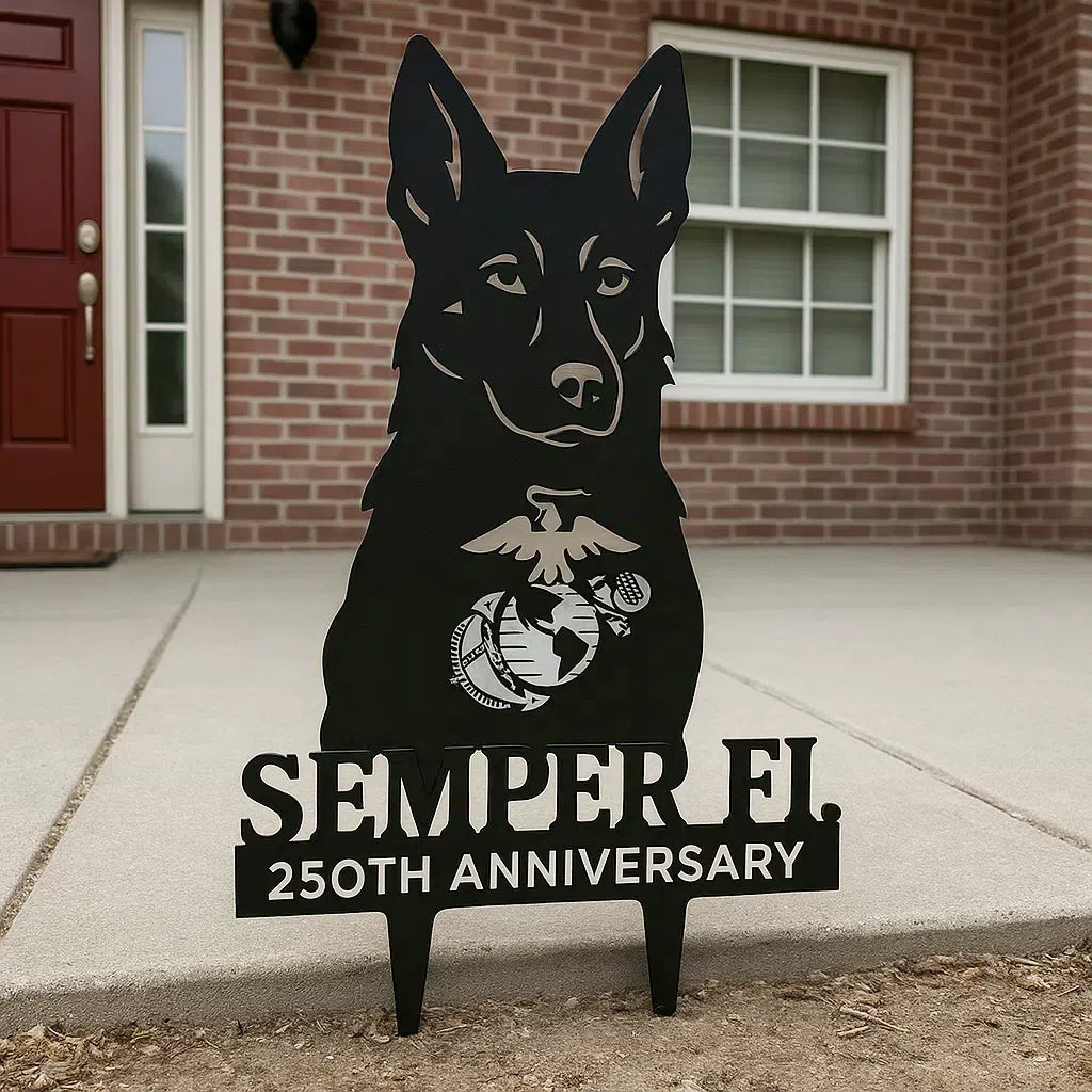 Marine Corps 250th Anniversary Canine Metal Garden Signs