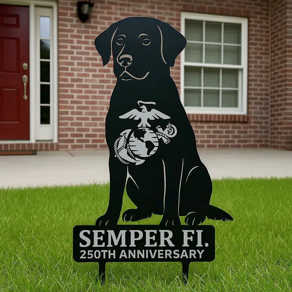 Marine Corps 250th Anniversary Canine Metal Garden Signs
