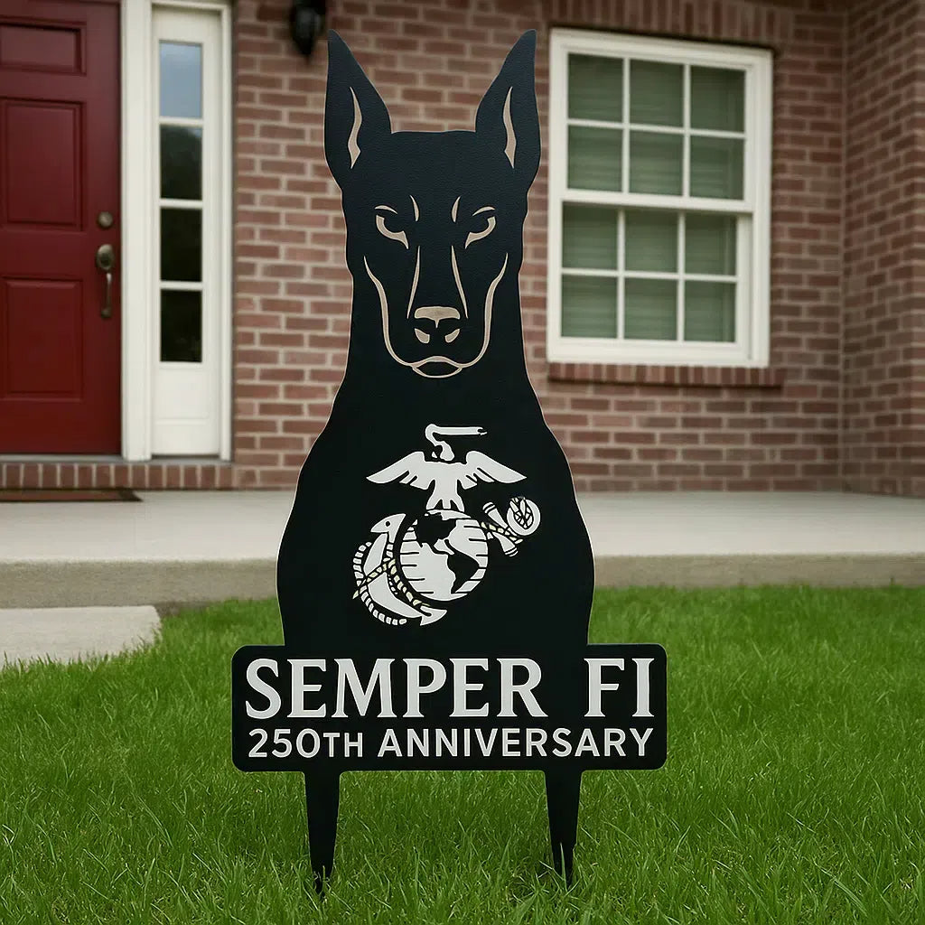 Marine Corps 250th Anniversary Canine Metal Garden Signs