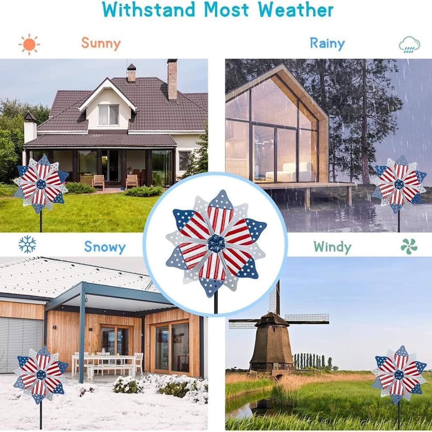 Patriotic Pinwheel Red White and Blue American Flag Pinwheel