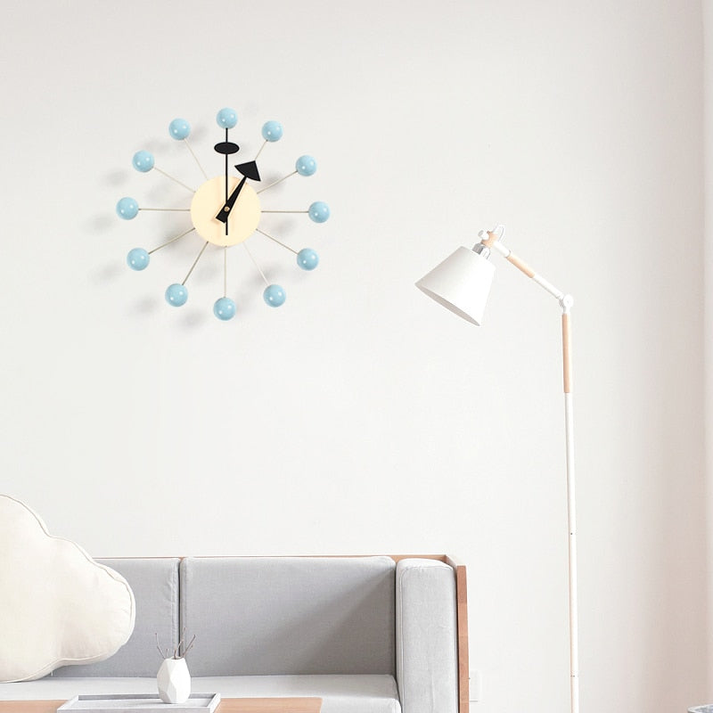 Modern Minimal Round Ball Wood Quiet Slient Wall Clock Home Decor