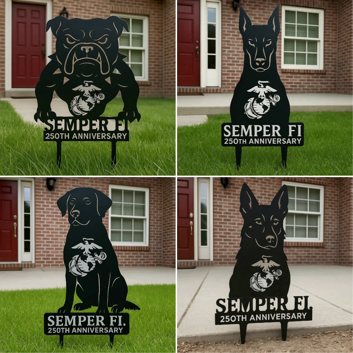 Marine Corps 250th Anniversary Canine Metal Garden Signs