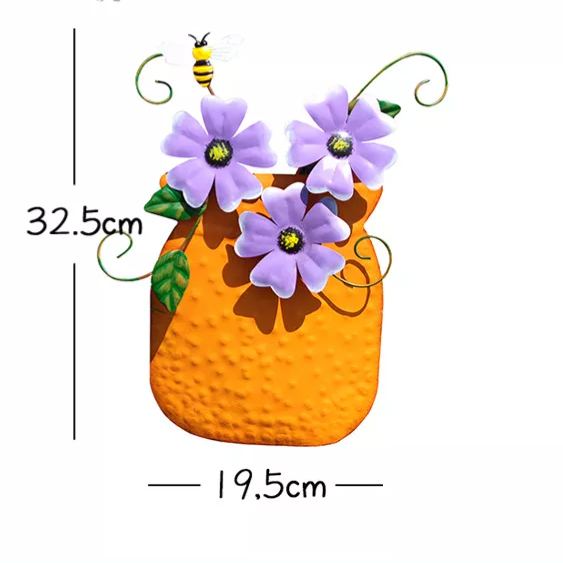 Hand-painted Iron Vase Wall Hanging