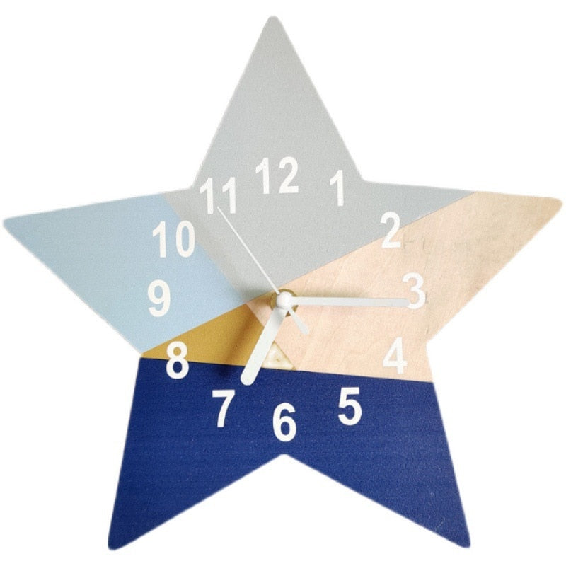 Nordic Geometry Star Shape Basswood Wall Clock