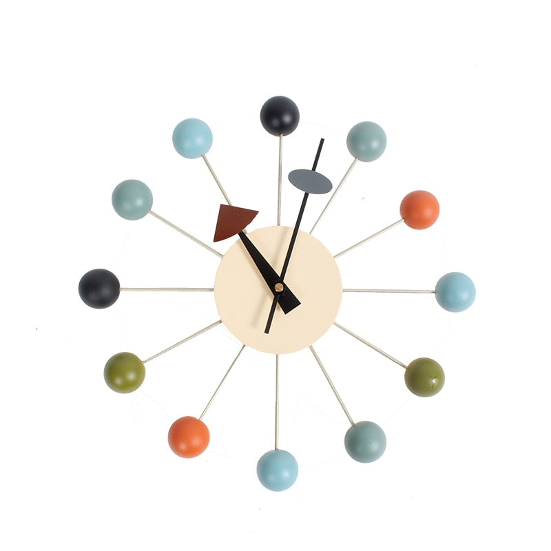 Modern Minimal Round Ball Wood Quiet Slient Wall Clock Home Decor