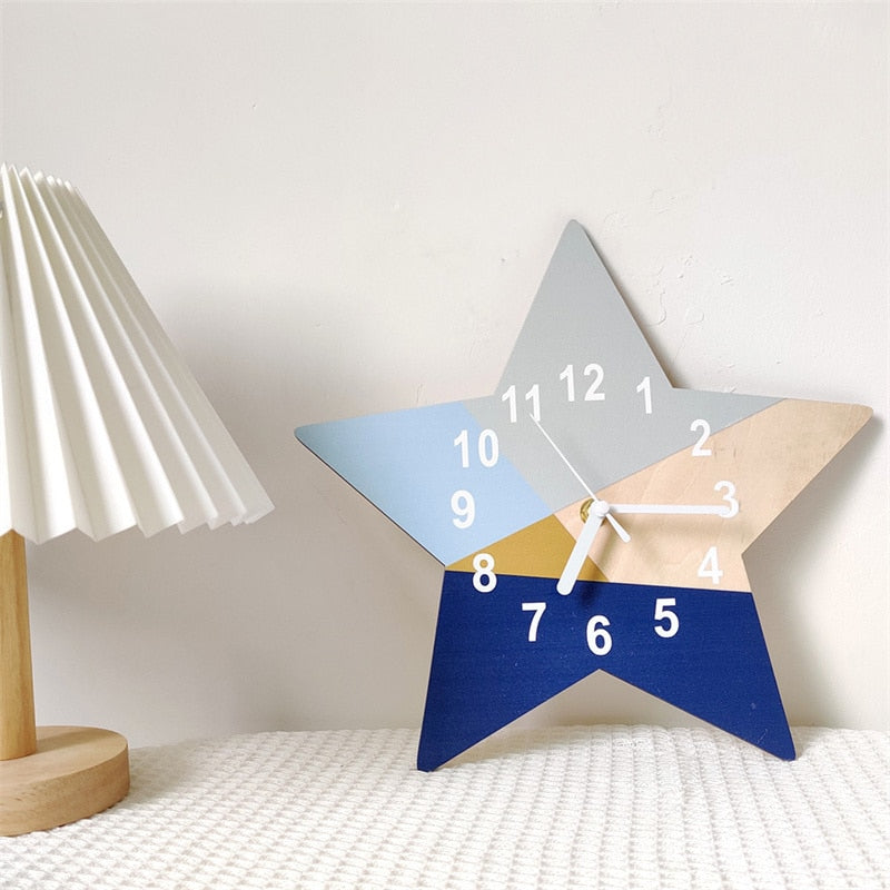 Nordic Geometry Star Shape Basswood Wall Clock