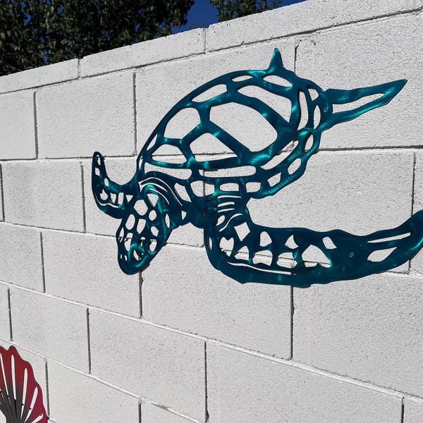 Swimming Sea Turtle Metal Wall Art