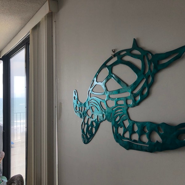 Swimming Sea Turtle Metal Wall Art