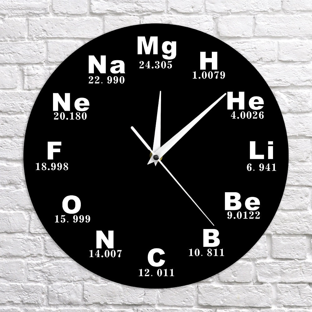 Periodic Table Of Chemical Elements Wall Clock