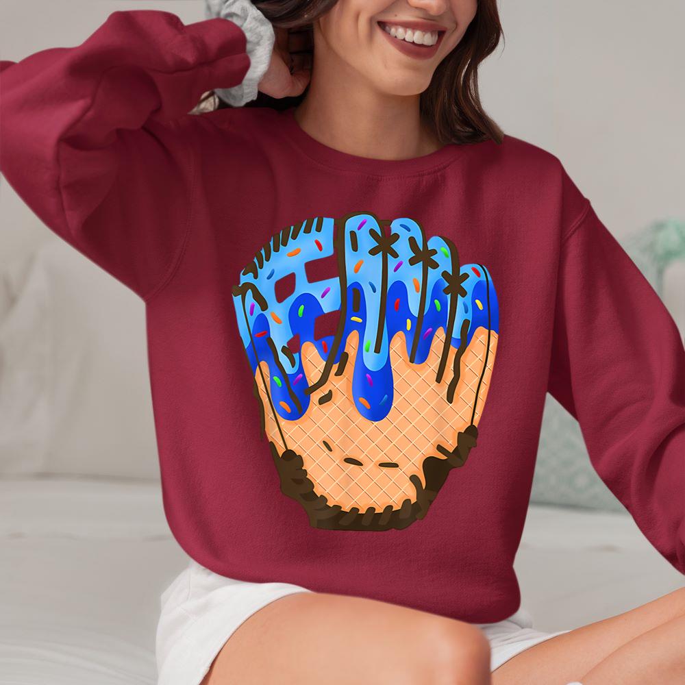 Ice Cream Cone Baseball Glove Drip Sweatshirt