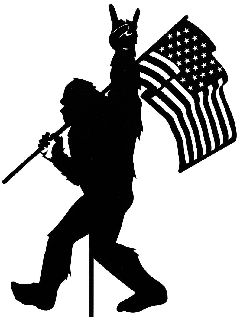 Metal Bigfoot with flag Garden Decor