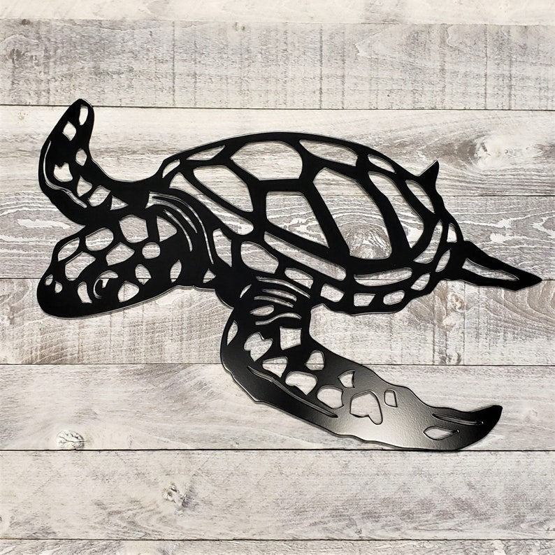 Swimming Sea Turtle Metal Wall Art