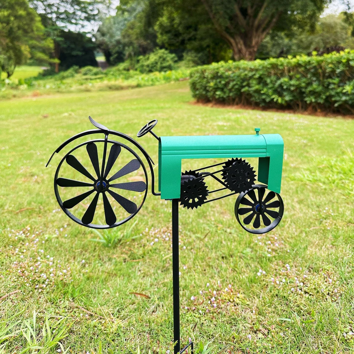 Vintage Hand-Welded Wrought Iron Tractor Outdoor Windmill