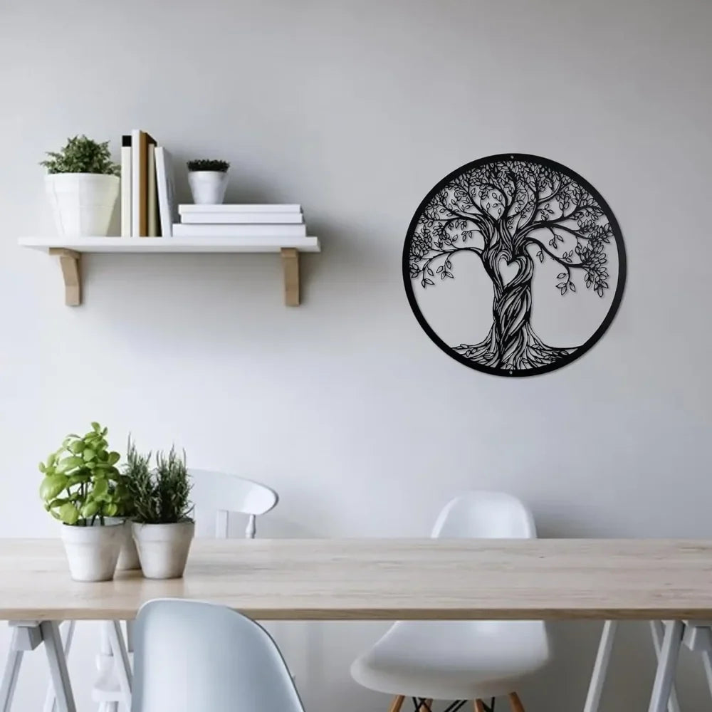 Rustic Black Tree of Life Metal Wall Art – Laser Cut Sculpture for Living Room, Bedroom, Indoor & Outdoor Home Decor