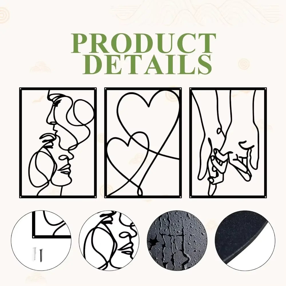 Modern Minimalist Metal Wall Art - Valentine’s Day Kiss Hand Design for Stylish Interiors