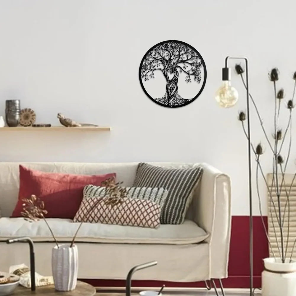Rustic Black Tree of Life Metal Wall Art – Laser Cut Sculpture for Living Room, Bedroom, Indoor & Outdoor Home Decor