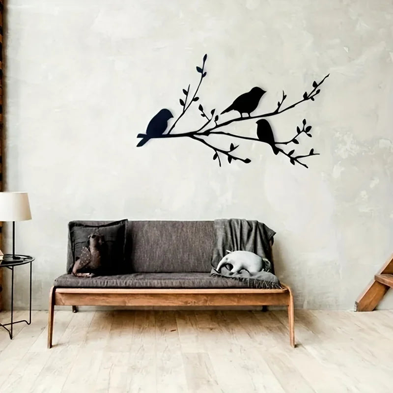 Bird on a Branch Metal Wall Art - Unique Tree Decor for Home, Housewarming Gift, Elegant Bird Design Metal Wall Sign