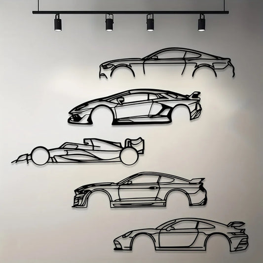 Premium Hot Border Metal Line Sports Car Wall Art - Iron Car Decoration, Unique Hanging Ornament for Garage & Room Decor
