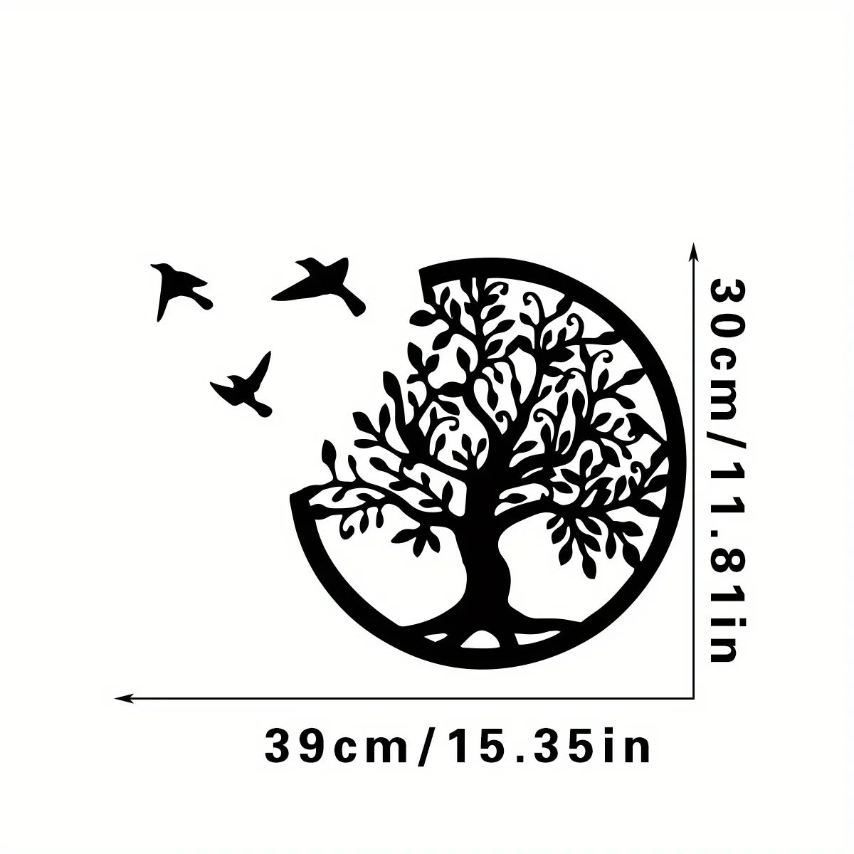 Black Wooden Tree of Life Wall Hanging - Round Bird Silhouette Art Decor for Boho, Witchy, and Modern Indoor Spaces