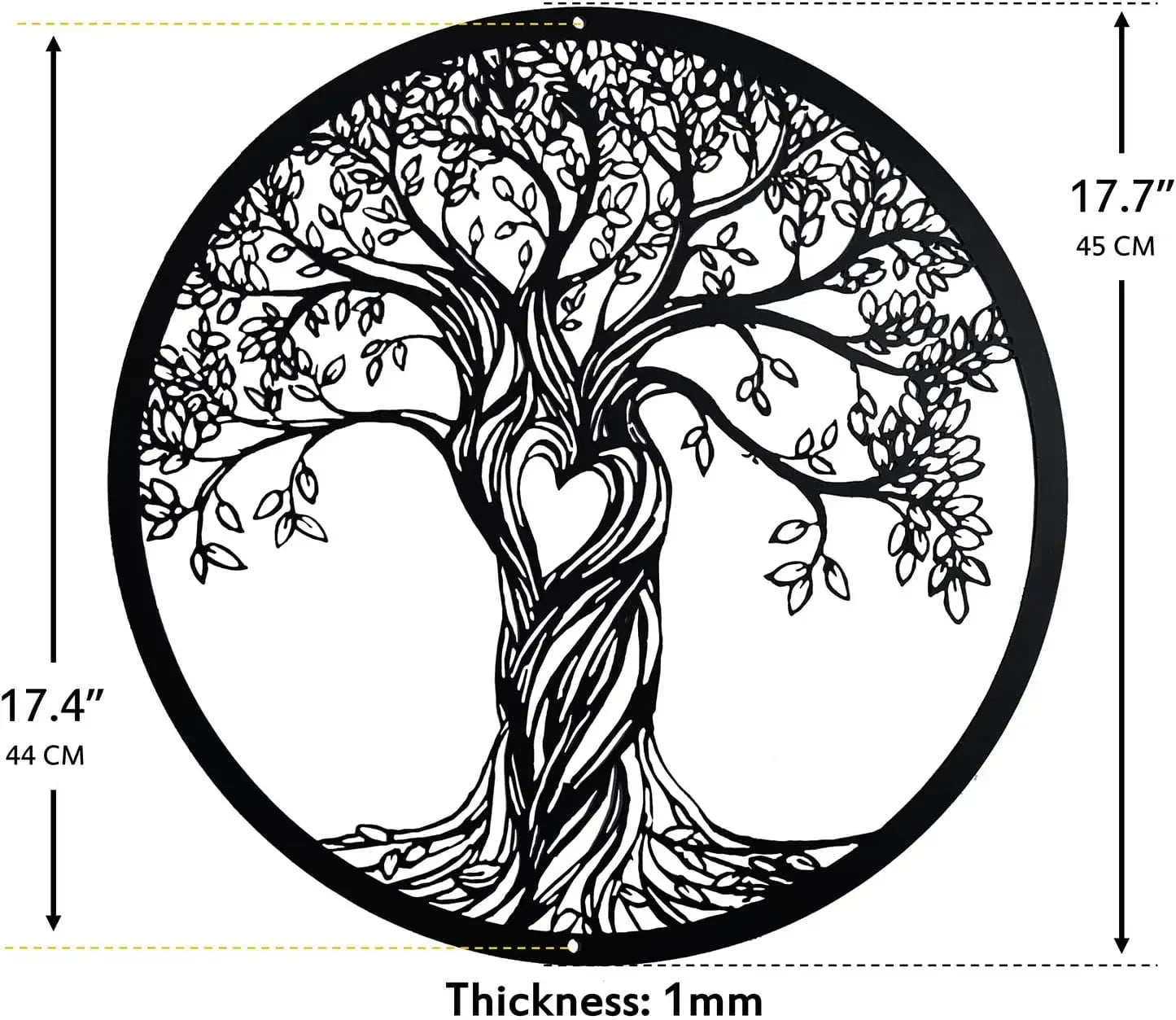Rustic Black Tree of Life Metal Wall Art – Laser Cut Sculpture for Living Room, Bedroom, Indoor & Outdoor Home Decor