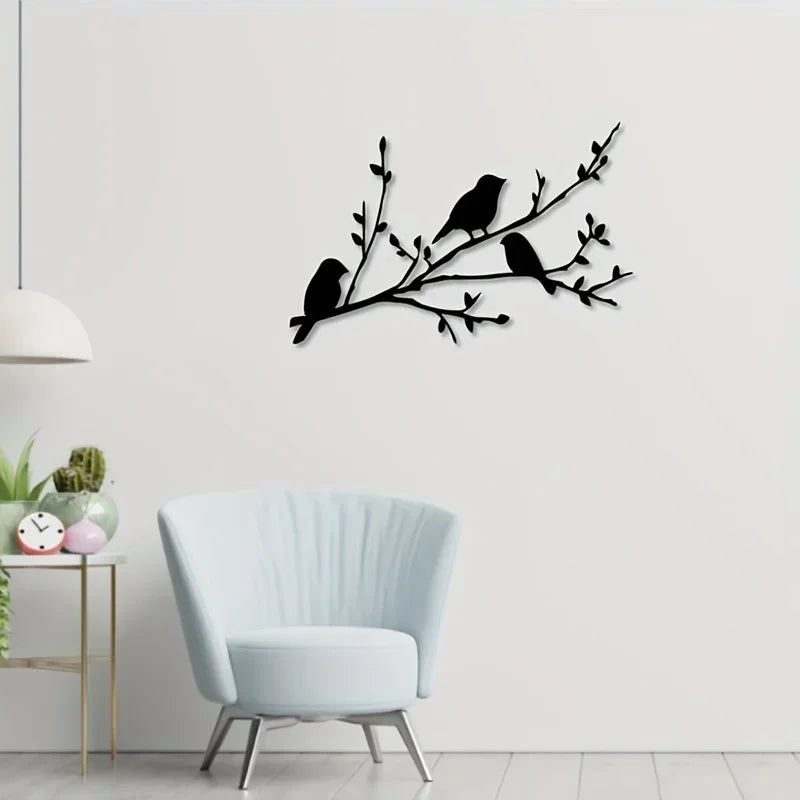 Bird on a Branch Metal Wall Art - Unique Tree Decor for Home, Housewarming Gift, Elegant Bird Design Metal Wall Sign
