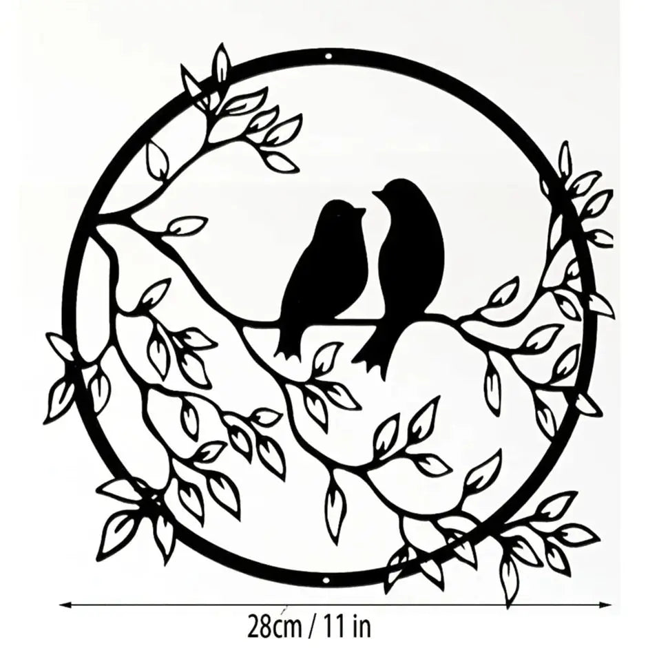 Nature Metal Wall Art - Bird on Tree Branch Decor for Indoor & Outdoor Spaces