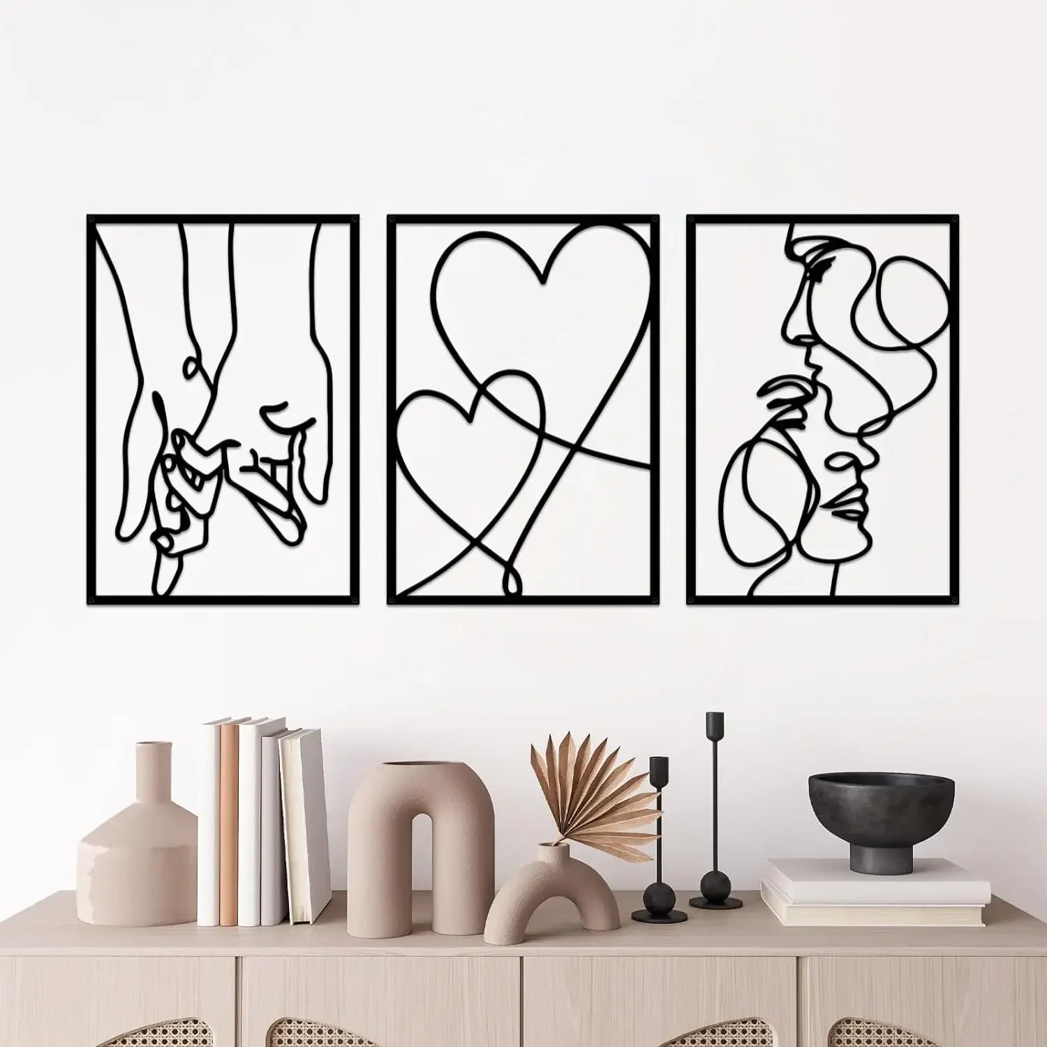 Modern Minimalist Metal Wall Art - Valentine’s Day Kiss Hand Design for Stylish Interiors