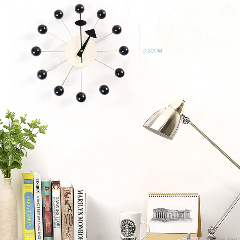 Modern Minimal Round Ball Wood Quiet Slient Wall Clock Home Decor