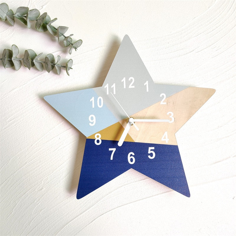 Nordic Geometry Star Shape Basswood Wall Clock
