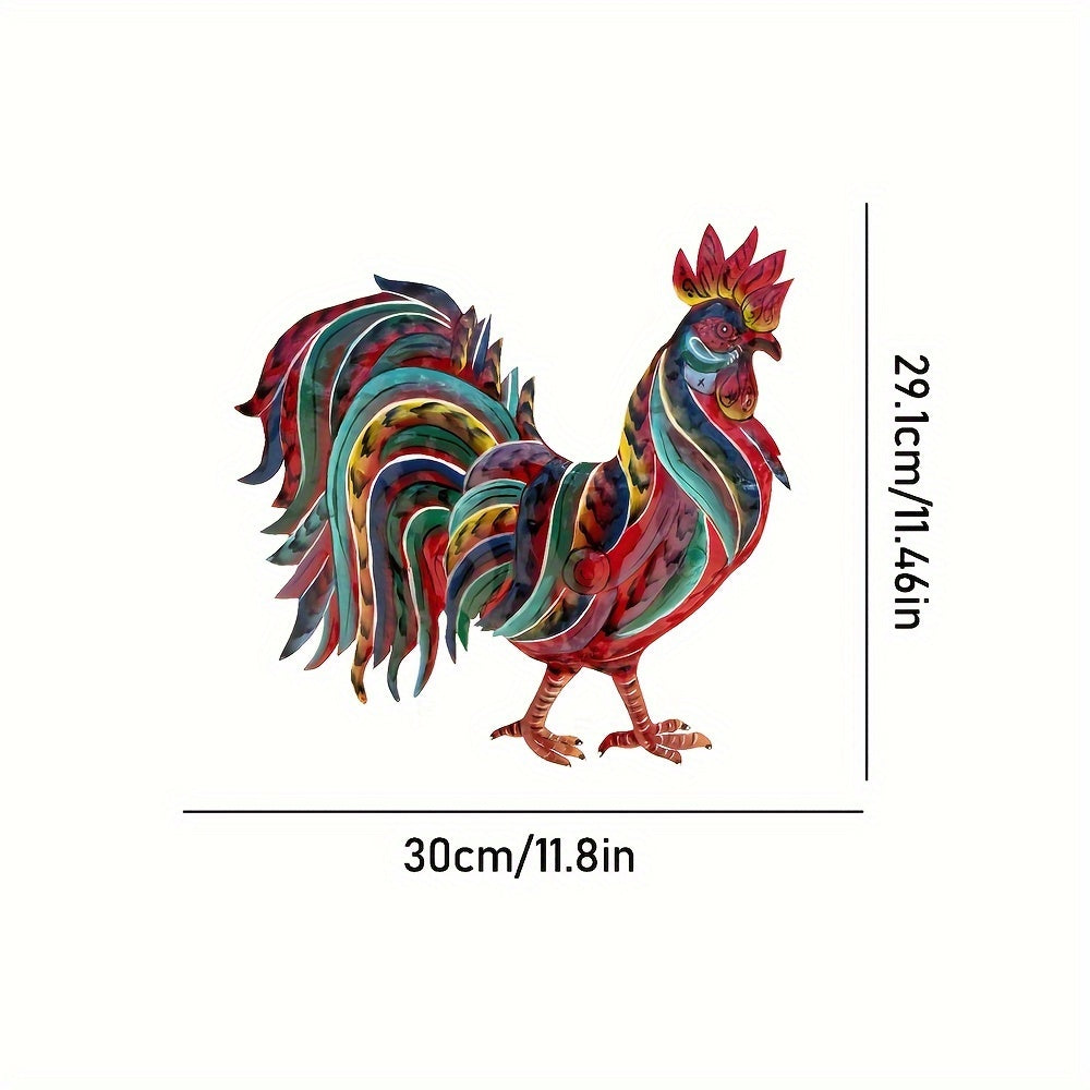 Handcrafted Colorful Metal Rooster Wall Art