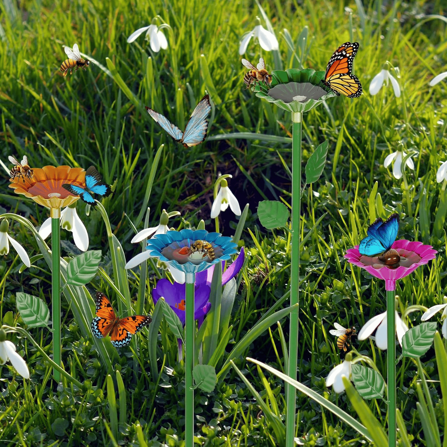 Bee and Butterfly Water Feeder with Flower Design