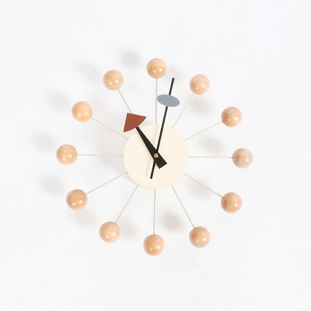 Modern Minimal Round Ball Wood Quiet Slient Wall Clock Home Decor