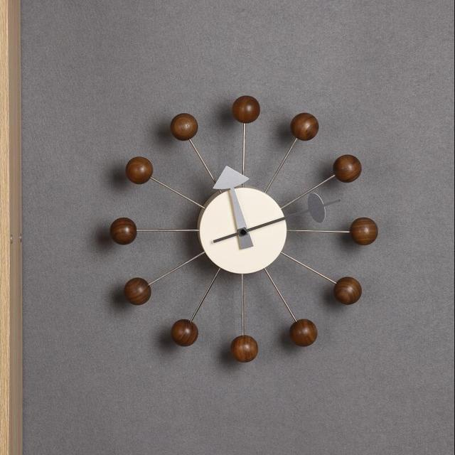 Modern Minimal Round Ball Wood Quiet Slient Wall Clock Home Decor