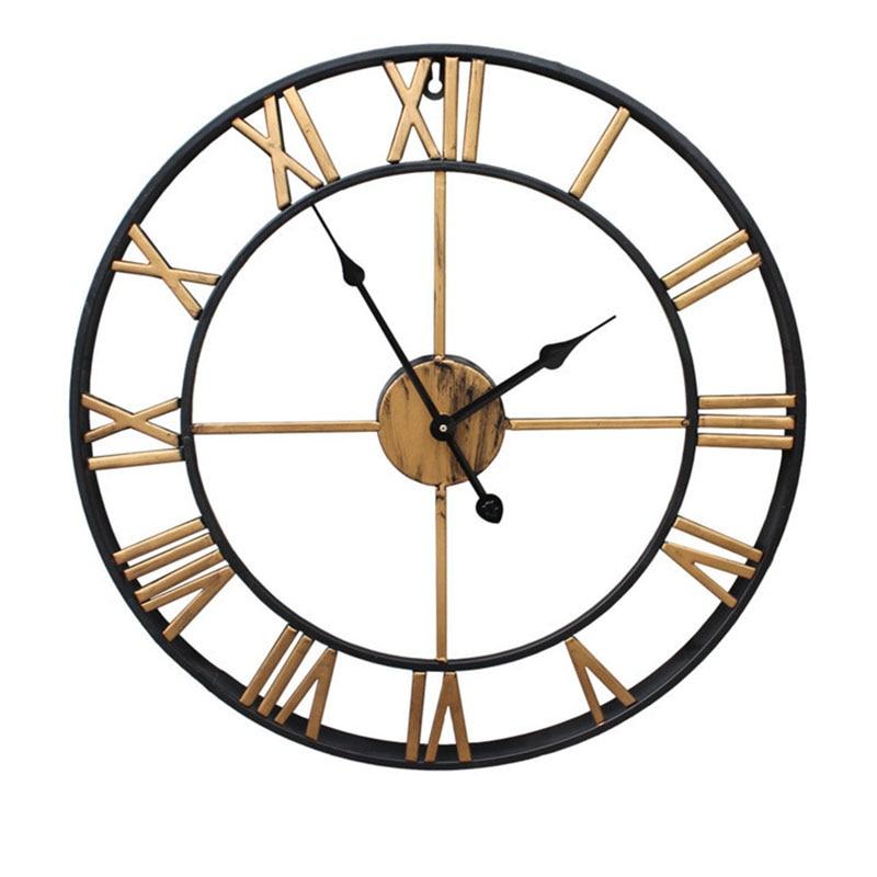 Retro Roman Number Large Metal Wall Clock Wall Decoration