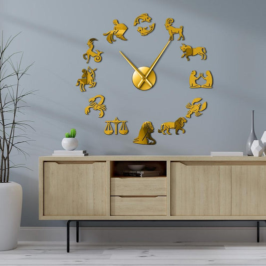 Zodiac Signs Constellation Large Frameless DIY Wall Clock Gift