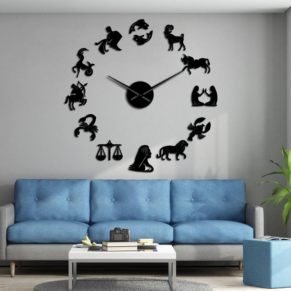 Zodiac Signs Constellation Large Frameless DIY Wall Clock Gift