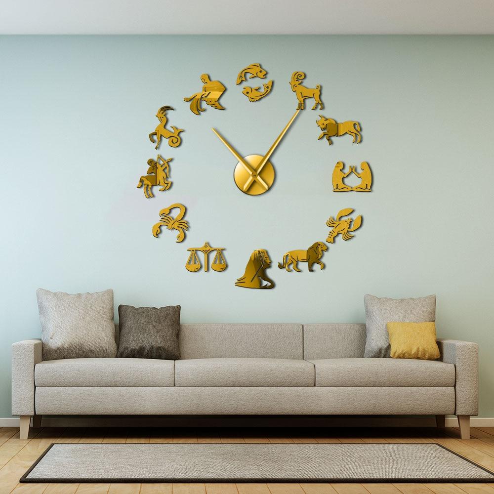 Zodiac Signs Constellation Large Frameless DIY Wall Clock Gift