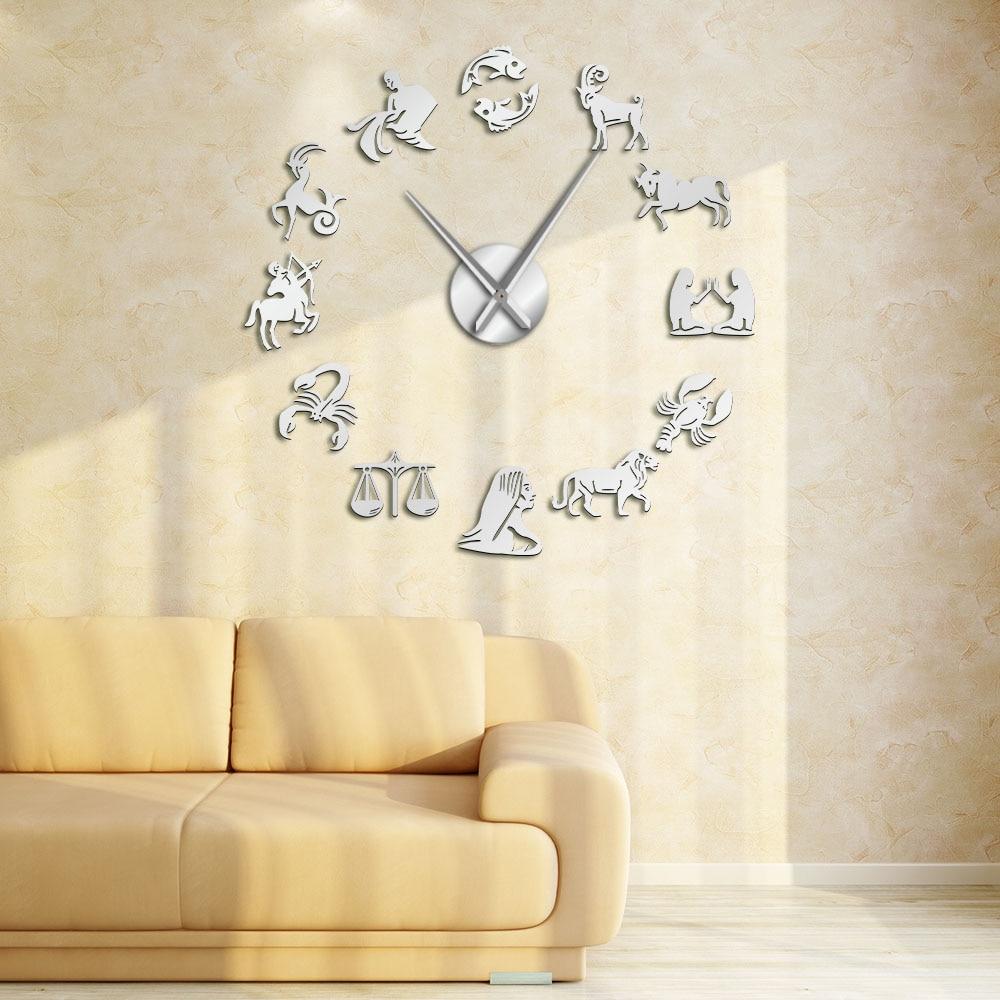 Zodiac Signs Constellation Large Frameless DIY Wall Clock Gift