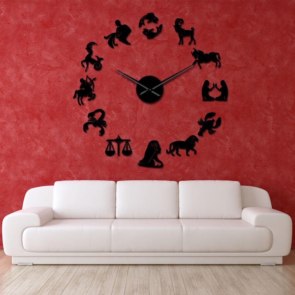 Zodiac Signs Constellation Large Frameless DIY Wall Clock Gift